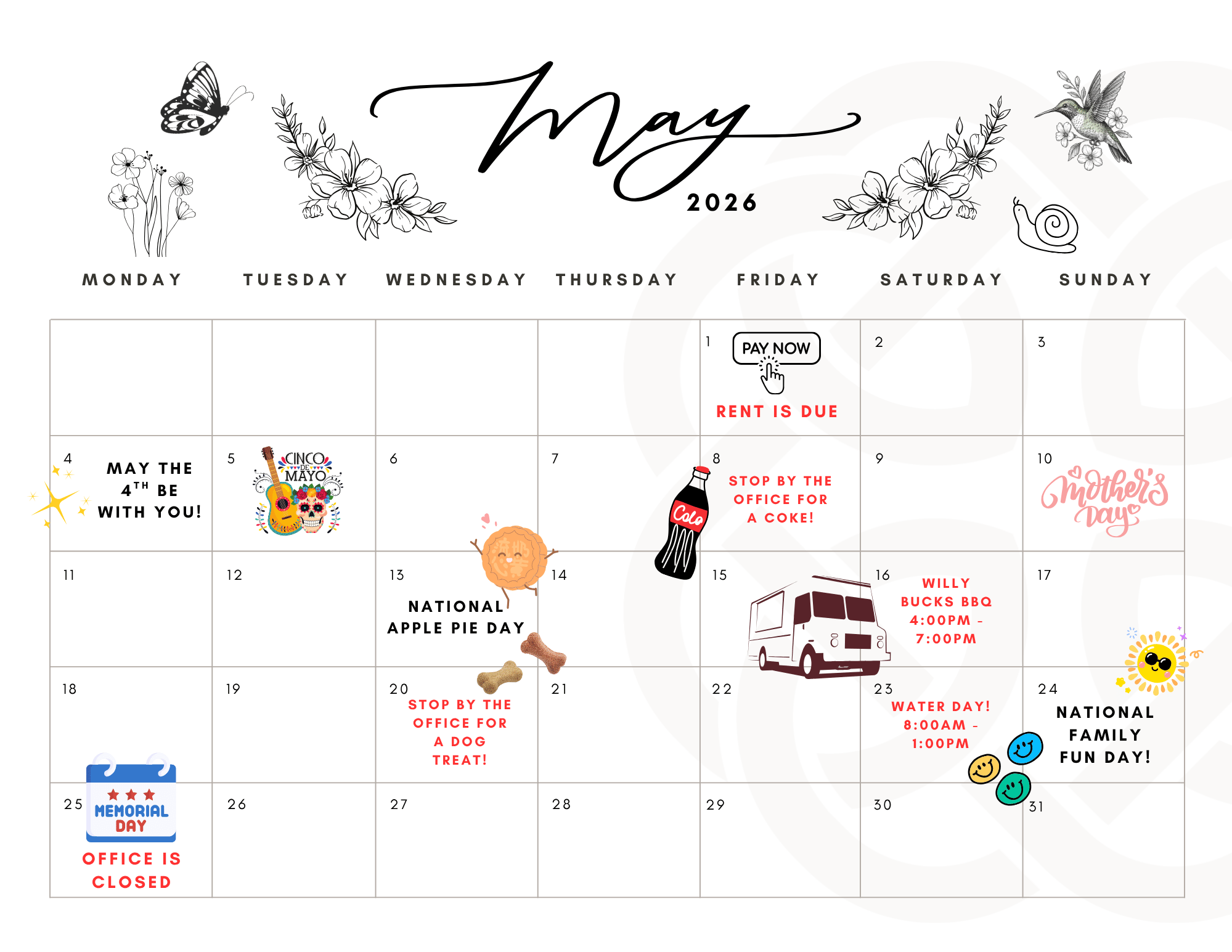 May Event Calendar