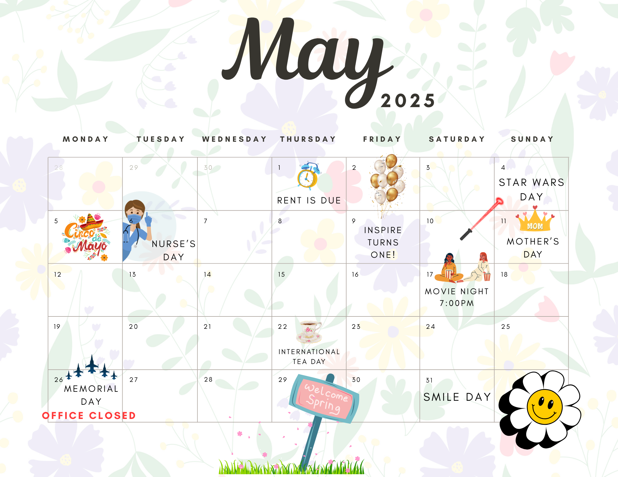 May Event Calendar