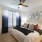 a bedroom with a bed and a fan