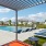 a swimming pool with seating
