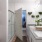 a bathroom with a large mirror