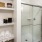 a bathroom with a glass shower