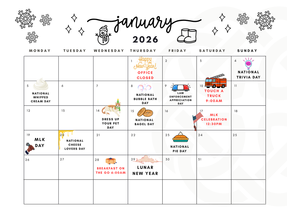 January Event Calendar
